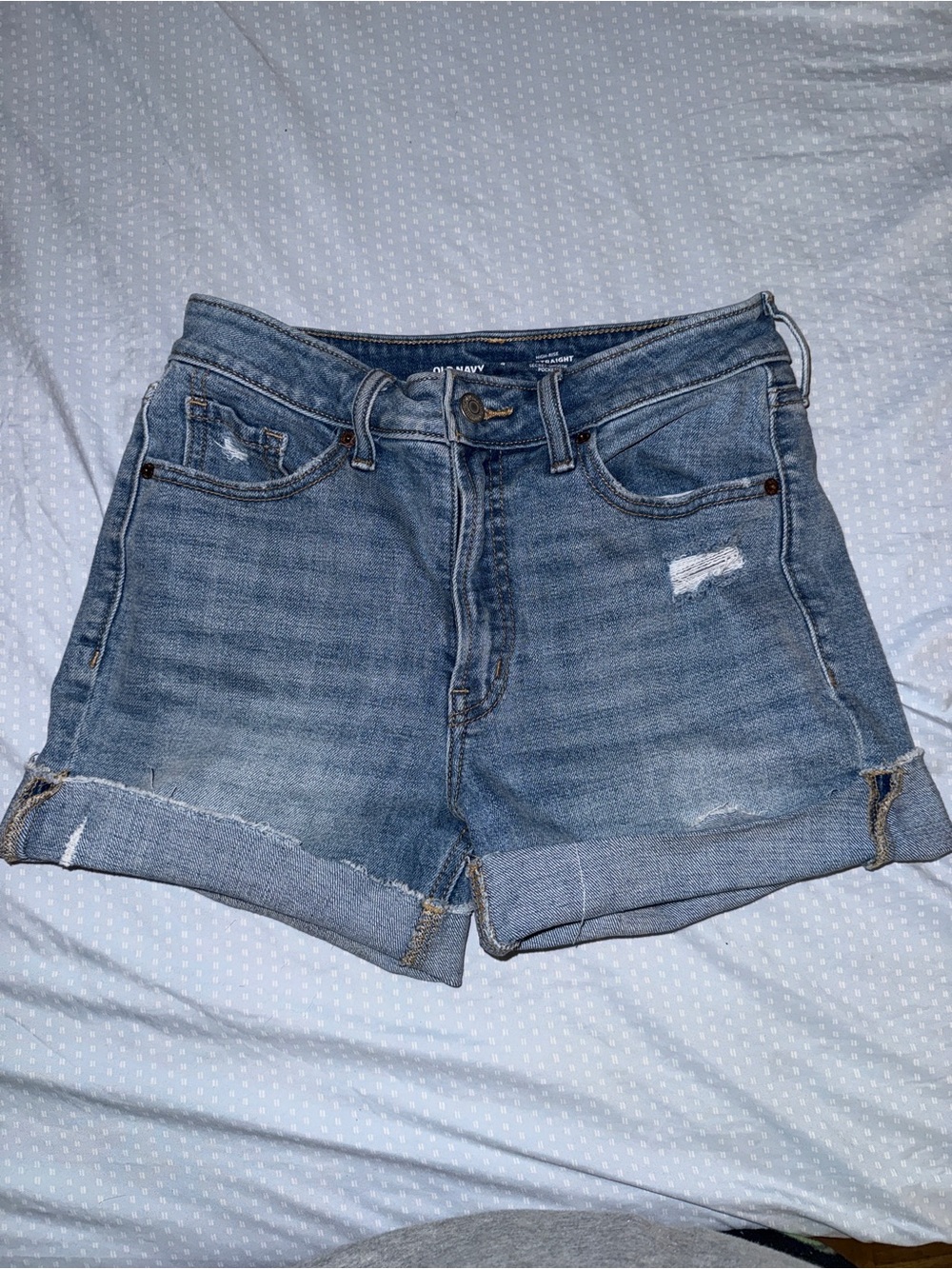 Old Navy Light Blue Rolled Hem Distressed Denim Shorts
